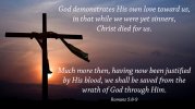 Romans 5.8-9 with Cross and sunset image.jpg
